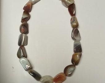 Vintage Agate Gemstone Necklace Choker 1970s