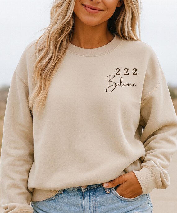 222 Engelszahl Sweatshirt – Balance Pullover – Spiritueller Damen Sweater – Geschenk für Achtsamkeit & innere Ruhe