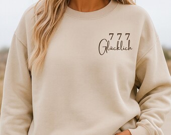 777 Engelszahl Sweatshirt – Glücklich Pullover – Spiritueller Damen Sweater – Geschenk für positive Energie