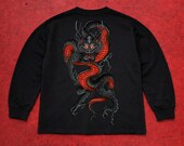 Japanese Dragon Tattoo Flash Printable, Wall Art, Rug Design, Digital Dowload PNG