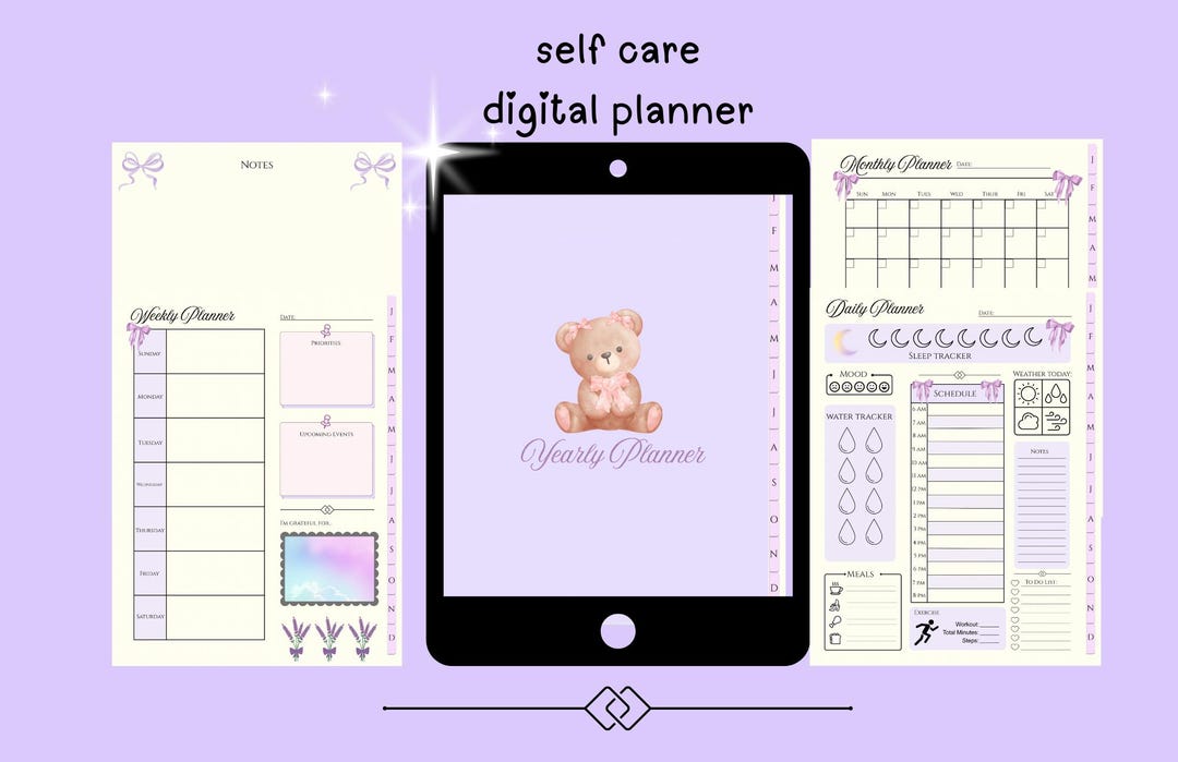 Coquette Self Care Digital Planner | Health & Wellness Planner | BUNDLE ...