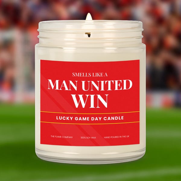Smells Like A Man United Win Football Candle Gift Soccer Present for him Game Day decor Manchester United FC