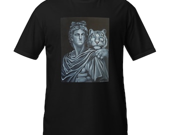 Unisex T-Shirt Apollo White Tiger, Sun God Painting, Ancient Mythology Gift