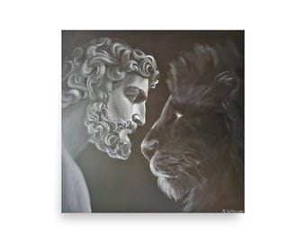 Poster Hades Black Lion Art Print, Greek God Mythology Poster, Dark Fantasy Gift