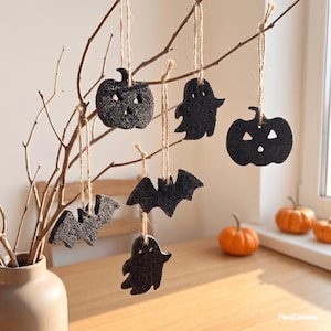 Ciondolo di Halloween in pietra lavica, fantasma intagliato a mano a forma di pipistrello o zucca, collana diffusore in pietra naturale