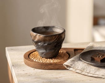 Handmade Retro Tornado - shaped Ceramic Tea cup | Japandi WabiSabi Organic Zen Decor