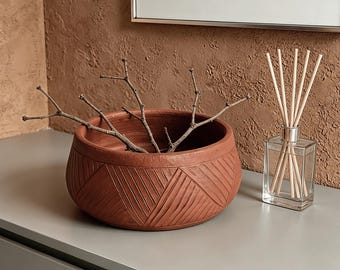 Handmade Unglazed Terracotta Fruit Bowl | Wabi Sabi Kitchen Decor, Artisan Piece | Gift for Mom