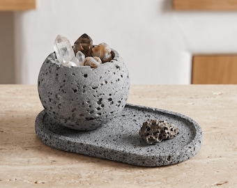 Handmade Lava Rock Incense Holder Set | Zen Home Decor | Japandi WabiSabi Style