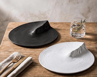 Wabi-Sabi Mountain Shape Serving Plates |  Ceramic Tableware Set | Wedding Gift Pottery