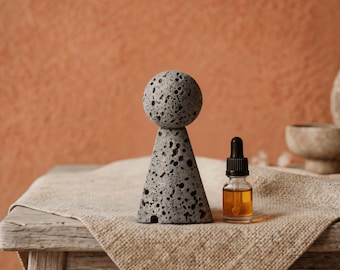 Handmade Lava Stone Diffuser Pyramid – Natural Aromatherapy Stand | Japanese Minimalist Decor | Gift For Dad