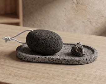 Handmade Lava Rock Foot Pumice Set | Japandi WabiSabi Bathroom Decor | Zen Gift