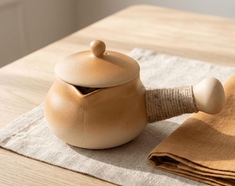 Handmade Terracotta Milk Warmer: Rustic Clay Hot Drink Server (Japandi WabiSabi Style)