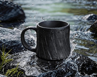 Taza de piedra morrénica tallada a mano / Taza orgánica primitiva / Vajilla de gres natural / Regalo de verano