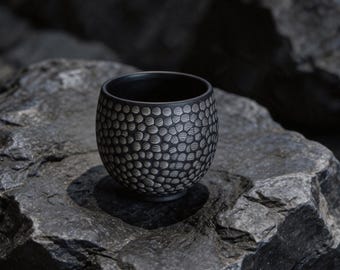 Handmade Ancient Moraine Stone Wellness Teacup | Japandi Wabi-Sabi Organic Zen Decor |  Primitive Decor