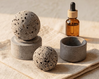 Handmade Lava Rock Sphere Diffuser | Japandi WabiSabi Home Decor | Zen Gift