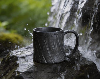 Hand Carved Moraine Stone Mug | Primitive Organic Cup | Natural Stoneware Drinkware | Summer time Gift