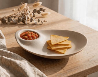 Wabi Sabi Unglazed Drop Serving Dish – Ceramic Tableware | Japandi Organic Zen Decor