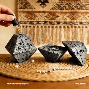 Volcanic Rock Ring Box | Essential Oil Absorbing Healing Nature Jewelry Holder |  Gift for Mom