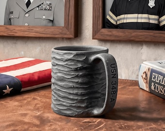 Hand Carved Moraine Stone Mug | Custom Engraved Cup | Commemorative Gift-Police/Fire/EMS/Personal Achievements Gift