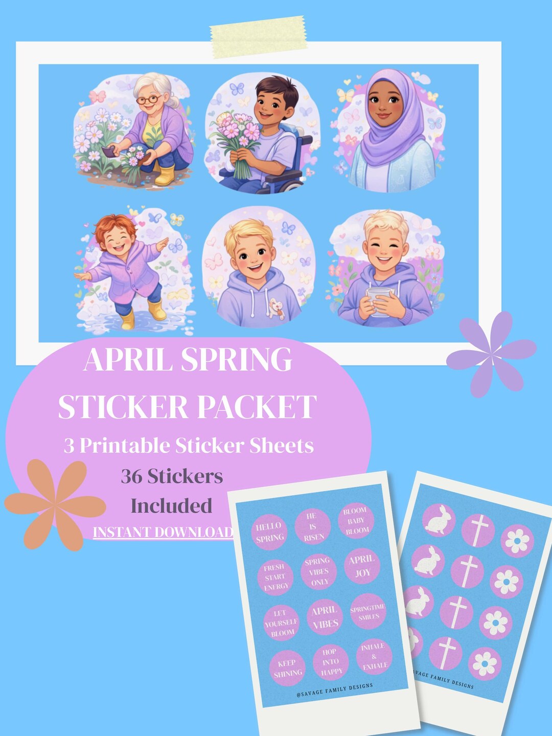 Spring Easter Sticker Sheet Bundle | Planner Stickers (digital Download ...