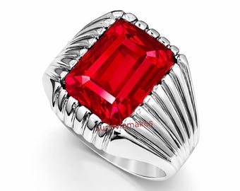 925 Sterling Silber Rot Rubin Edelstein Ring für Männer | Handmade Statement Schmuck Geschenk