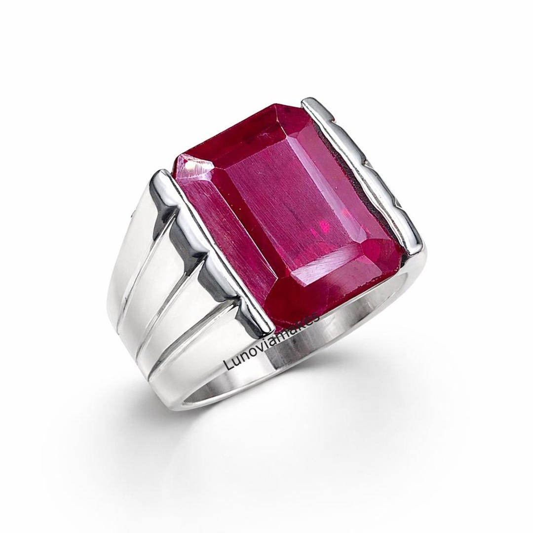 925 Sterling Silver Red Ruby Men Ring | Handmade Statement Jewelry Gift ...