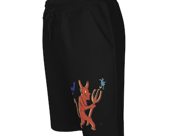 Pantalones cortos de felpa para hombre con estampado vintage de diablo de Halloween, pantalones cortos de algodón estilo retro espeluznante para estar en casa.