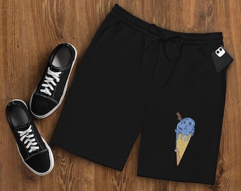Summerween Melting Skull Ice Cream Cone Men's Fleece  Lounge Shorts