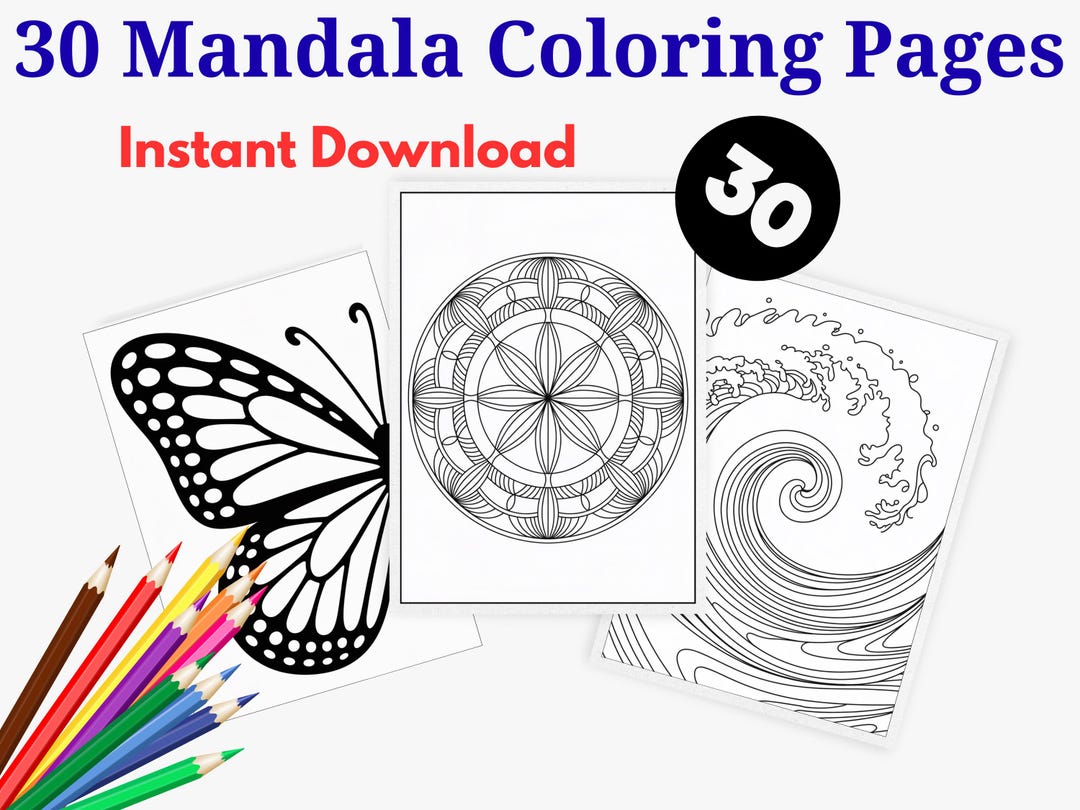30 Mandala Coloring Pages – Stress Relief Adult Coloring Book ...