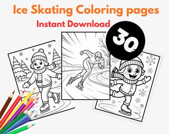 Ice Skating Coloring Book, 30 Winter Sports Pages (PDF)