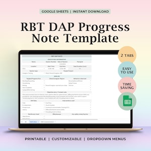 RBT Session Notes Spreadsheet Aba Documentation Google Sheets Template DAP Charting Behavior Data Collection Skill Targets BIP Tracker Log