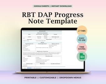 RBT Session Notes Spreadsheet Aba Documentation Google Sheets Template DAP Charting Behavior Data Collection Skill Targets BIP Tracker Log