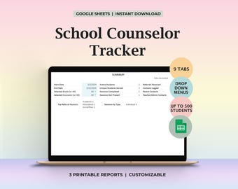 Planilha de acompanhamento do orientador escolar (Google Sheets) Registro de encaminhamento de alunos Anotações de sessões Rastreamento de contatos Relatórios de acompanhamento para impressão
