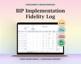 Behavior Intervention Plan Fidelity Tracker Google Sheets BIP Implementation Log Weekly Summary Staff Report Data Dashboard SPED Template