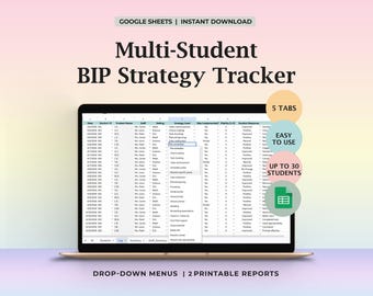 BIP Data Collection Spreadsheet Multi Student Behavior Tracker Fidelity Log Strategy Implementation Staff Summary Google Sheets Tool Pro