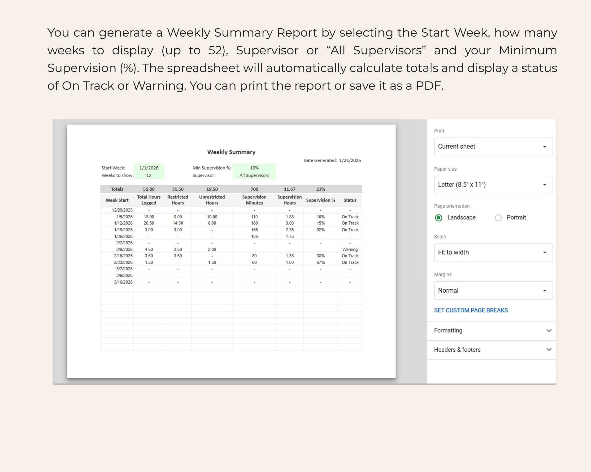 BCBA Fieldwork Tracker Spreadsheet Multi Supervisor Hours Log ...