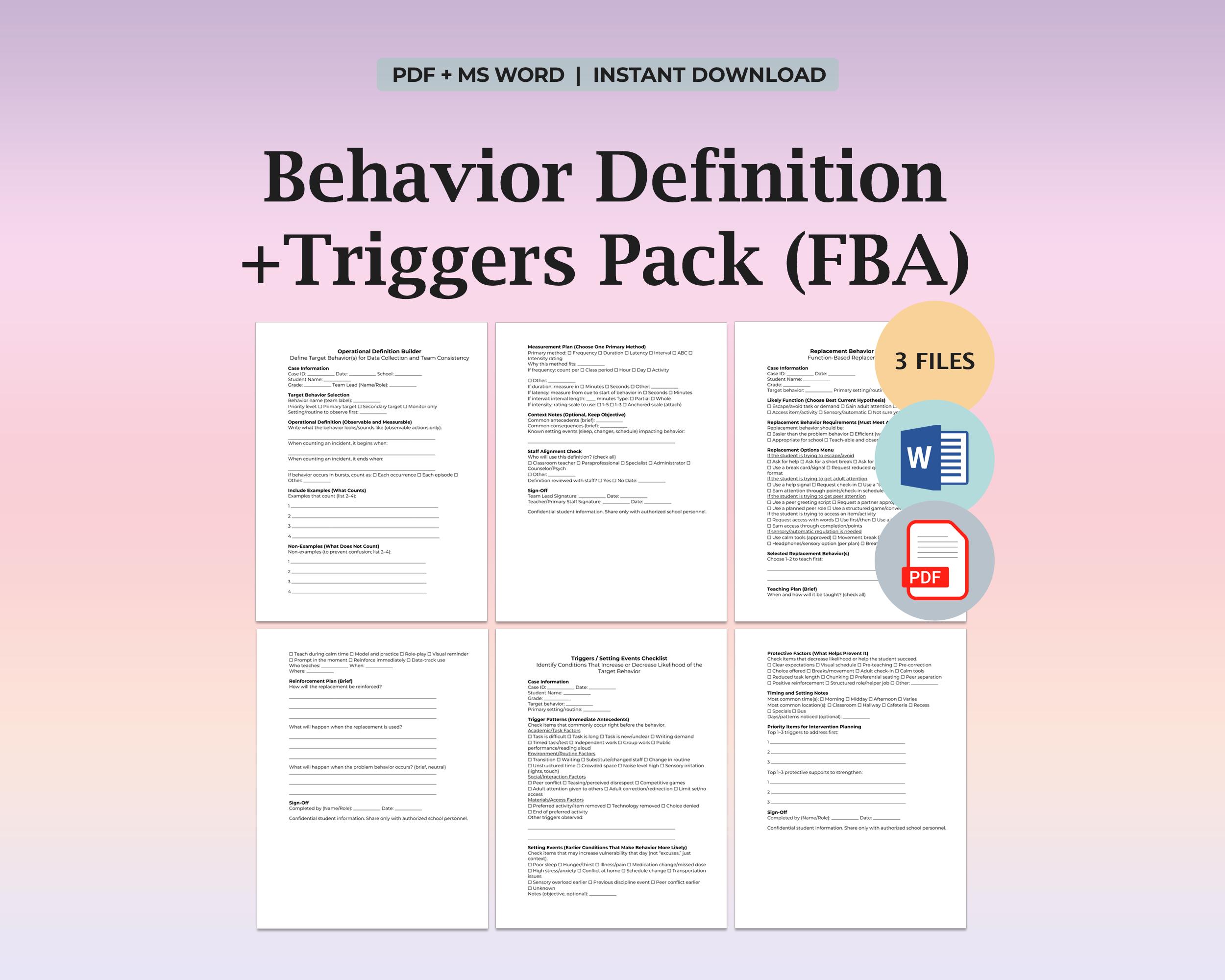 Example Fba Trigger Define Behavior Pack FBA Forms Operational Definition Builder Triggers ...