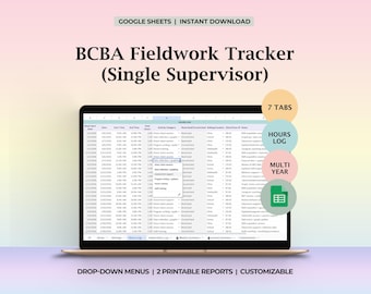 Planilha de Acompanhamento de Estágios de Analistas do Comportamento Certificado (BCBA) - Modelo de Planilha Google - Registro de Horas de Supervisão - Registro de Supervisão - Restrito - Não Restrito - Semanal - Anual - Resumo