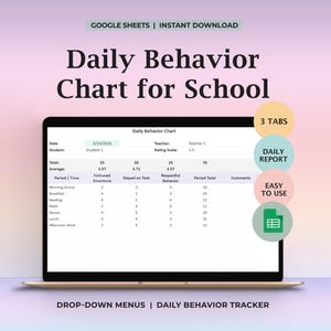Daily Behavior Chart Spreadsheet Google Sheets Classroom Progress Monitor Teacher Counselor SPED ABA School Report Printable Editable Form