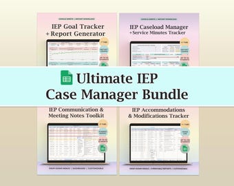 Organizador de Casos do IEP, Rastreador de Metas para Vários Alunos, Planilha de Monitoramento de Progresso, Registro de Serviços, Anotações de Comunicação, Kit de Ferramentas para Professores de Educação Especial