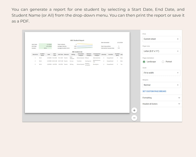 ABC Data Tracker Spreadsheet ABA Google Sheets Multi Student Log FBA ...