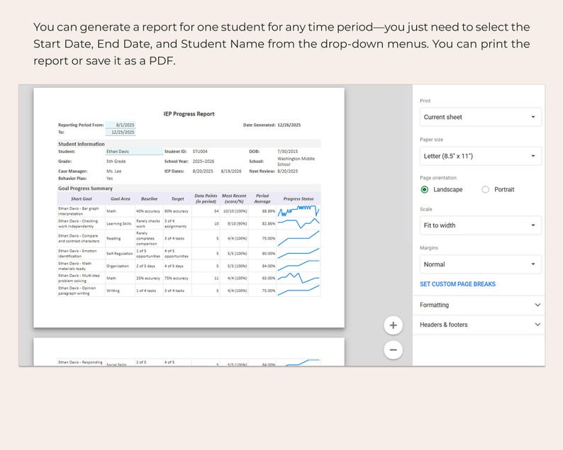 IEP Progress Tracker Special Education Google Sheets Multi Student Goals Data Dashboard IEP Meetings Parent Conferences Teachers BCBA Slp image 5