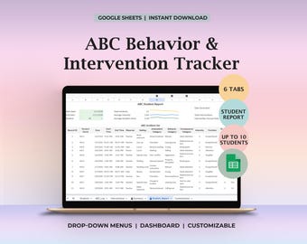 Planilha de Rastreamento de Dados ABC, Planilhas Google ABA, Registro de Múltiplos Alunos, Análise Funcional da Comportamento (FBA), Estratégia BIP, Eficácia, Ferramenta para Orientador Escolar, Rastreador BCBA