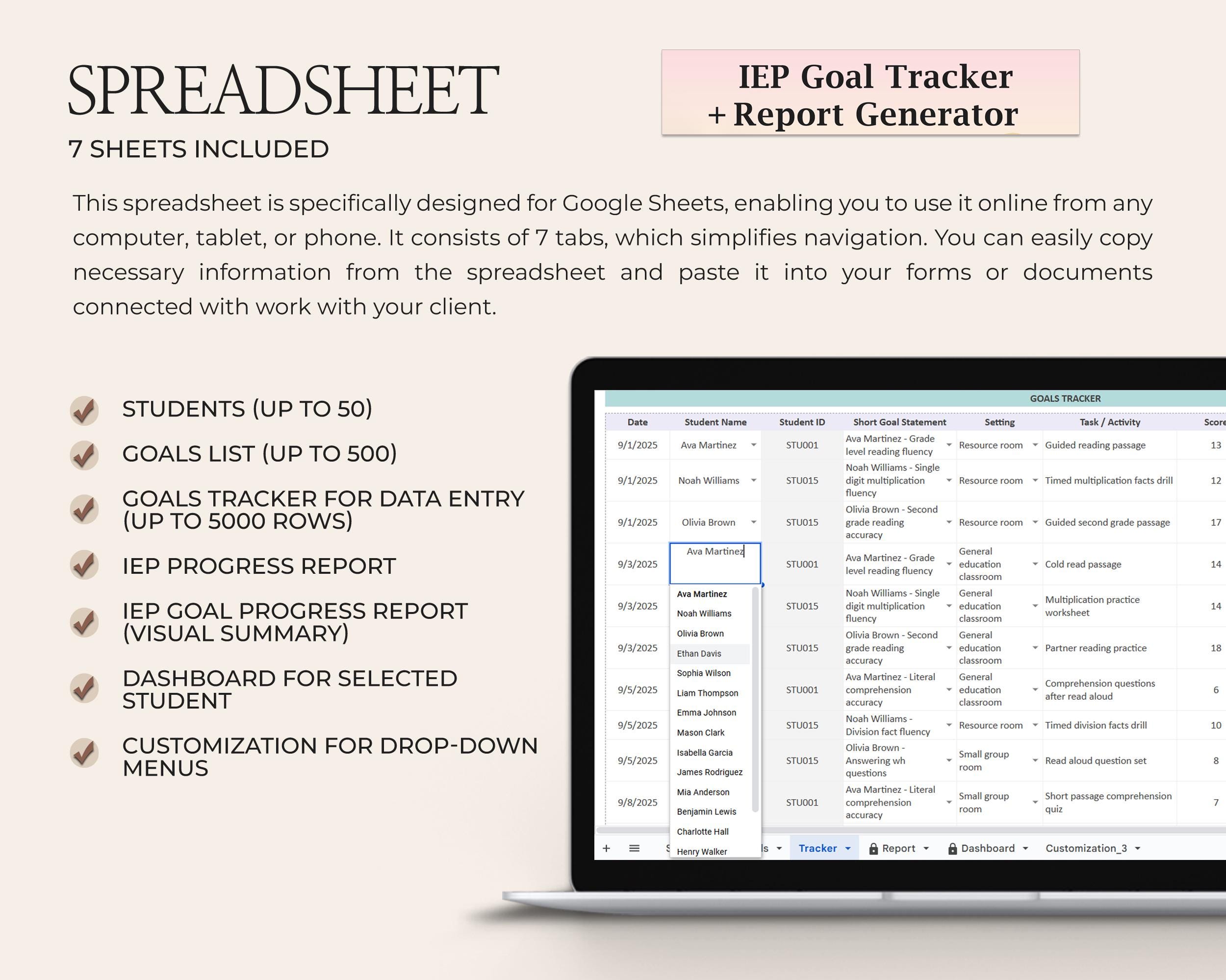 IEP Caseload Organizer Multi-student Goal Tracker Progress Monitoring ...