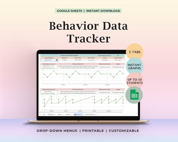 Special Education Behavior Data Tracker Google Sheets Daily IEP Goal Progress Monitor Multi Student Behavior Log RTI MTSS Meetings Ready