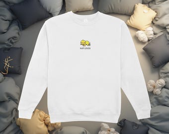 Nap Lover Sloth Sweatshirt, Embroidered Lazy Pullover