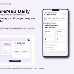 Caregiver Planner & Daily Routine App | Medication Tracker, Visual Schedule, Emergency Care Binder
