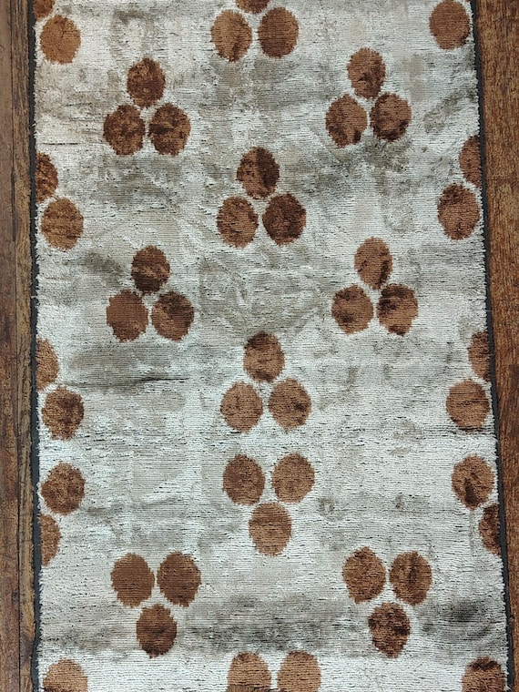Handwoven Silk Velvet Ikat Fabric, Boho Home Decor Textile, Upholstery Pillow Case Fabric