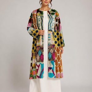 ikkat silk dress designs Pure Raw Silk Ikkat Weave Dress with Front Cutout | Made to Order