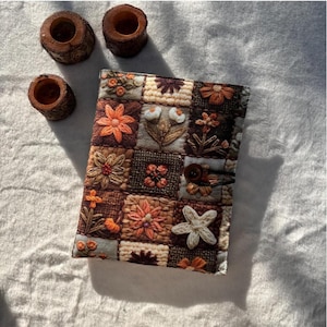 Buchhülle mit floralem Patchworkmuster, gepolsterte Notizbuchhülle, Organizer für Kindle-Tablets